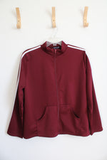 Lexington Avenue Maroon & White Stripe Full Zip Jacket | 1X