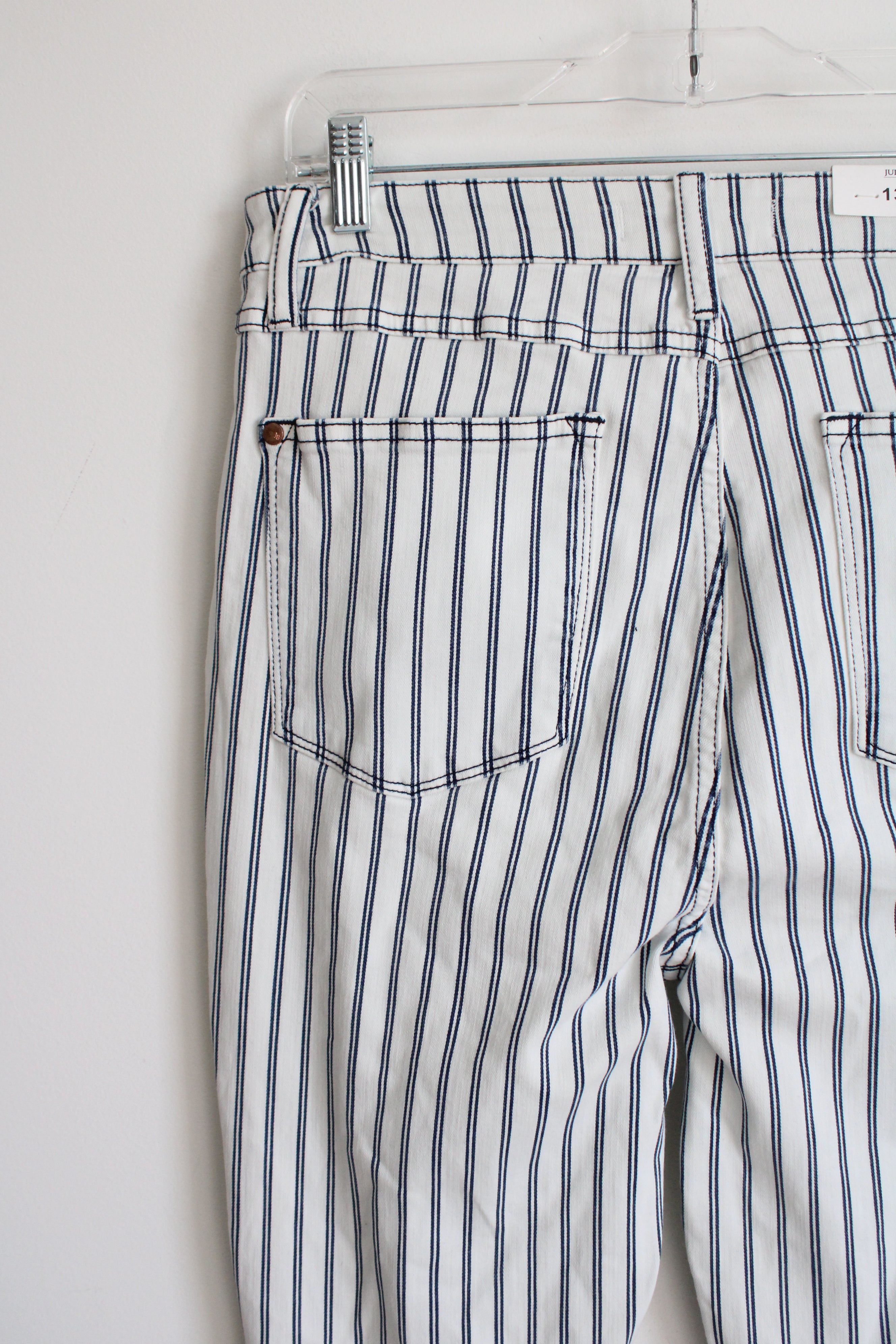 NEW Judy Blue Super Flare White Blue Striped Jeans | 13