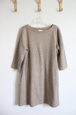 J.Jill Tan Herringbone 3/4 Sleeve Dress | L Petite