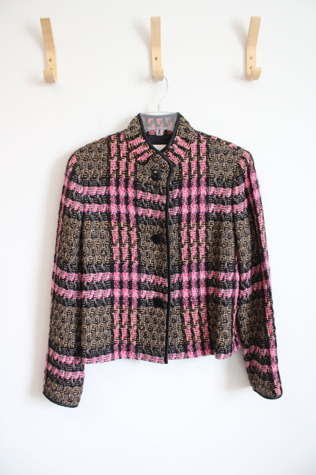 Doncaster Pink Black & Brown Wool Blend Jacket | 10