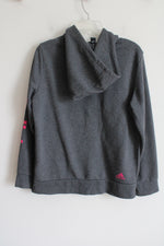 Adidas Gray & Pink Logo Hoodie | Youth L (16/18)