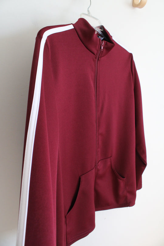 Lexington Avenue Maroon & White Stripe Full Zip Jacket | 1X