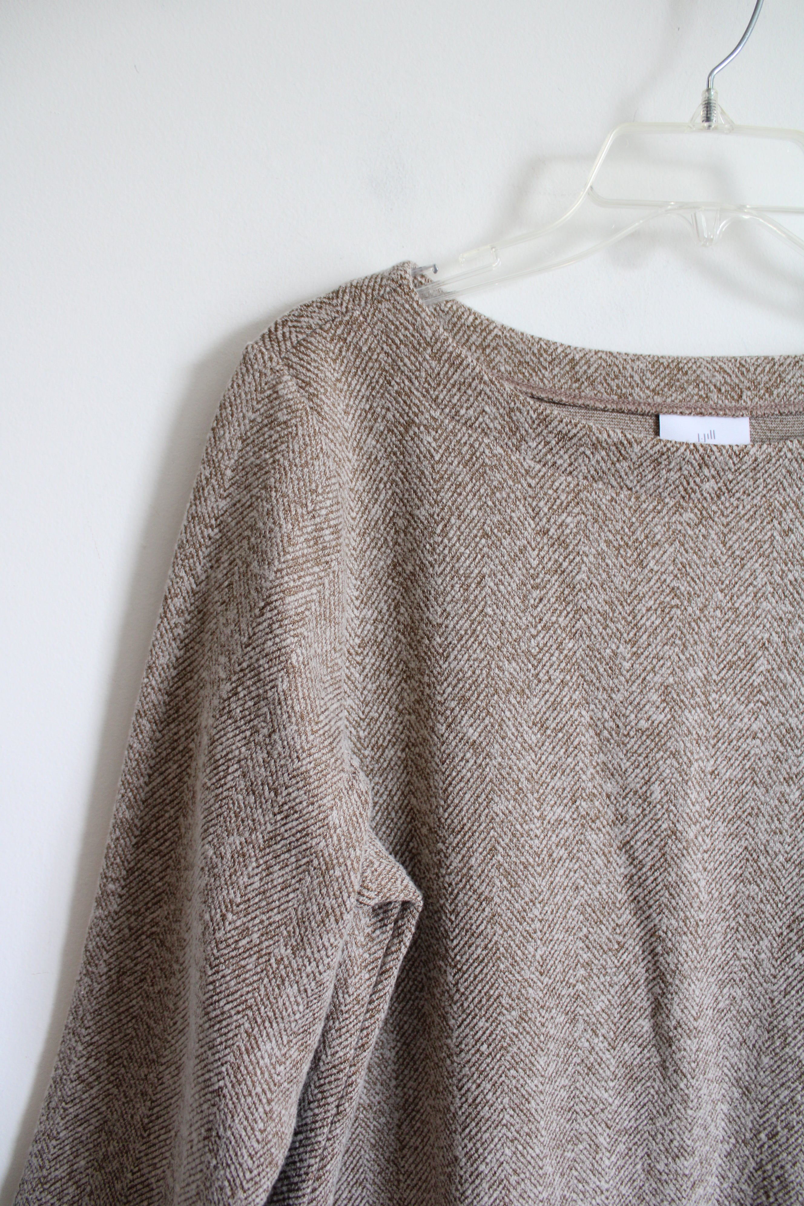 J.Jill Tan Herringbone 3/4 Sleeve Dress | L Petite