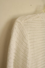 NEW Croft &Barrow White Cutout 3/4 Sleeve Open Front Cover-up Sweater with Buttons | S