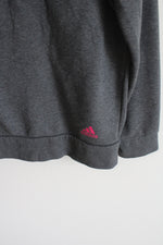 Adidas Gray & Pink Logo Hoodie | Youth L (16/18)