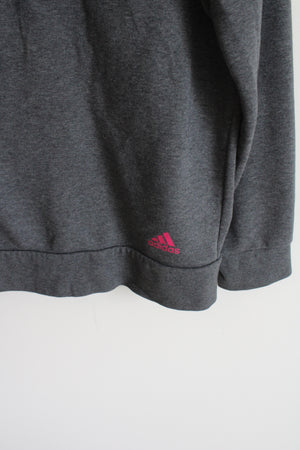Adidas Gray & Pink Logo Hoodie | Youth L (16/18)