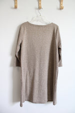 J.Jill Tan Herringbone 3/4 Sleeve Dress | L Petite