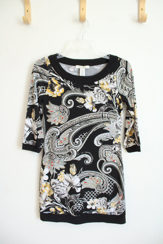 White House Black Market Black Paisley Print Dress | XXS