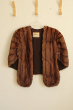 Jeanette Vintage Brown Fur Stole Cape Shrug | OSFM