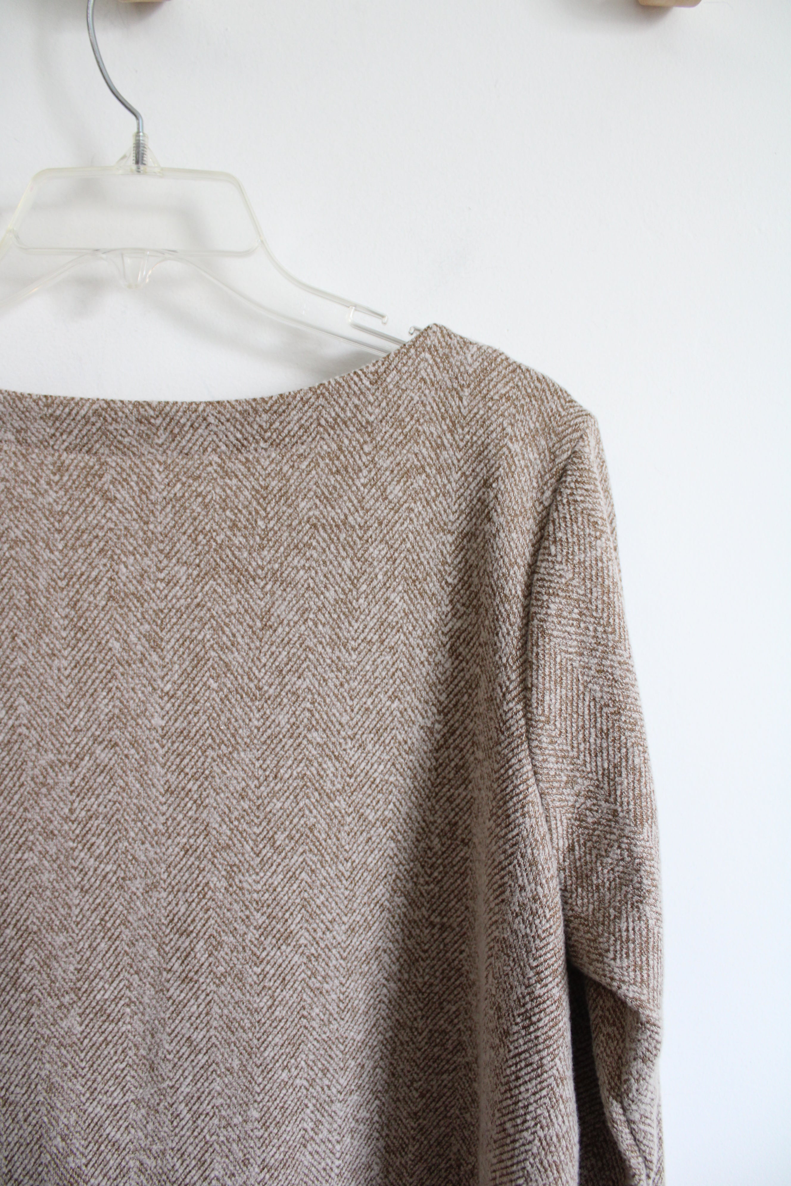 J.Jill Tan Herringbone 3/4 Sleeve Dress | L Petite