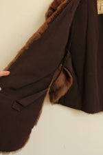 Jeanette Vintage Brown Fur Stole Cape Shrug | OSFM