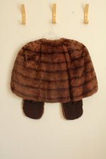 Jeanette Vintage Brown Fur Stole Cape Shrug | OSFM