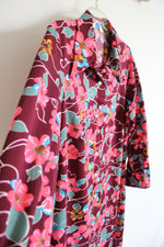 Vintage Sears Fashion Maroon & Pink Floral 1/2 Buttoned Dress | 2XL