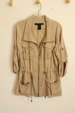Calvin Klein Tan Full Zip Cargo Jacket with Drawstring  | S