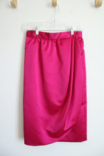 Hot Pink Split Tulip Satin Skirt | 6