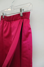 Hot Pink Split Tulip Satin Skirt | 6