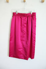 Hot Pink Split Tulip Satin Skirt | 6