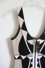 NEW Bebe Black & Tan Patterned Fitted Knit Dress | M