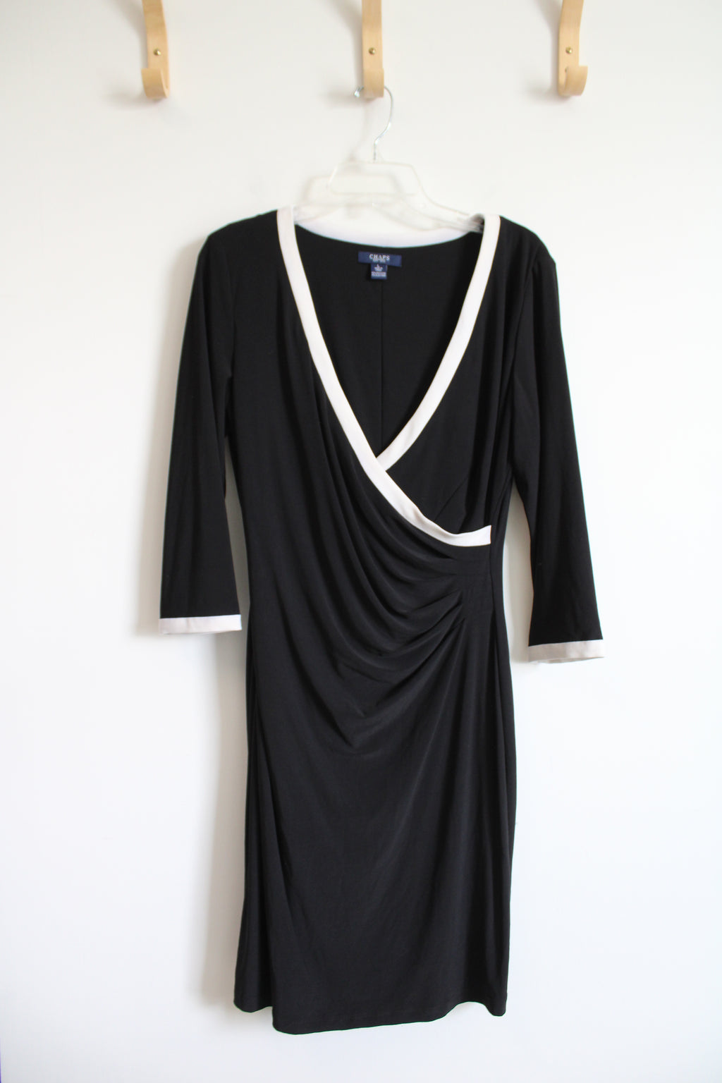 Chaps Black & White Edged Dress | L