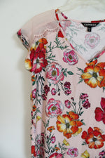 Express Pink Floral Satin Blouse | S