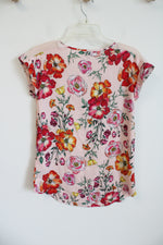 Express Pink Floral Satin Blouse | S