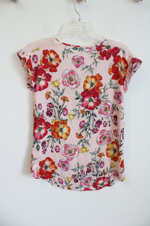 Express Pink Floral Satin Blouse | S