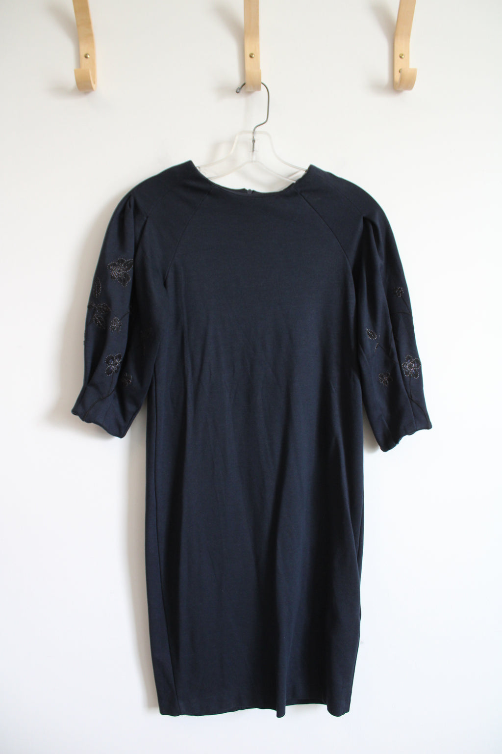 H&M Navy Embroidered Floral Navy Dress | XS