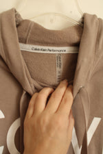 Calvin Klein Performance Tan Logo Drawstring Hoodie | L