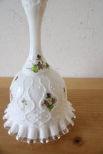 Fenton Signed Hand Painted Floral Milk Glass Bell