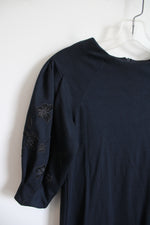 H&M Navy Embroidered Floral Navy Dress | XS