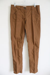 Ann Taylor LOFT Marisa Linen Blend Brown Pant | 4 Tall