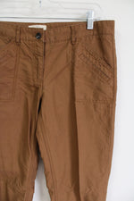 Ann Taylor LOFT Marisa Linen Blend Brown Pant | 4 Tall
