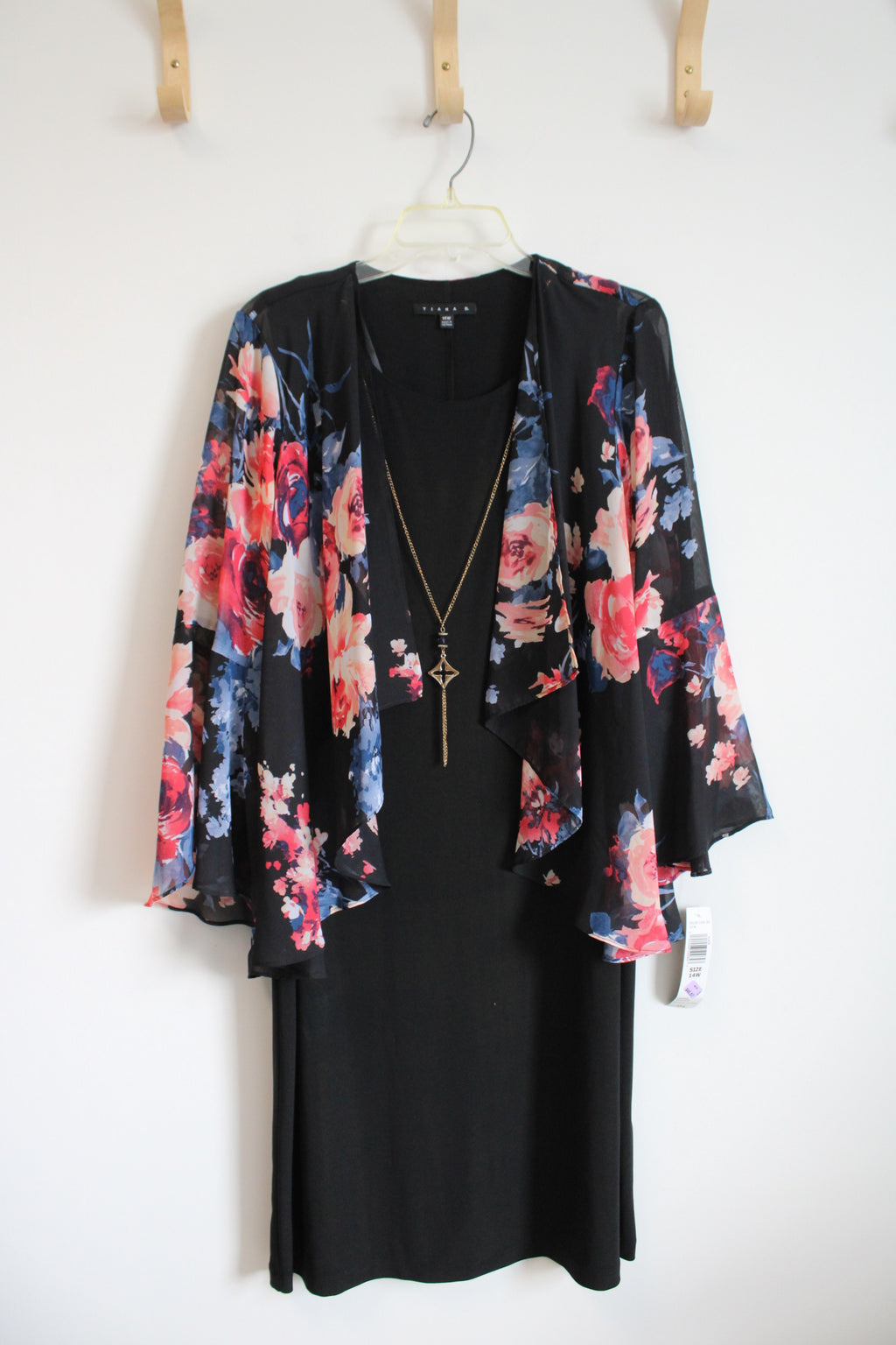 NEW Tiana B. Floral Cardigan & Black Dress | 14W