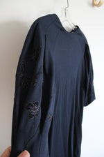 H&M Navy Embroidered Floral Navy Dress | XS
