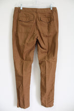 Ann Taylor LOFT Marisa Linen Blend Brown Pant | 4 Tall
