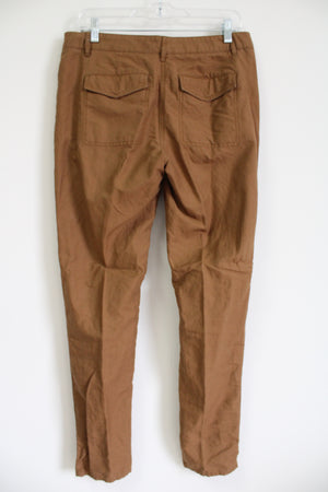 Ann Taylor LOFT Marisa Linen Blend Brown Pant | 4 Tall