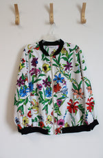 Susan Graver White & Colorful Floral Full Zip Jacket | 2X