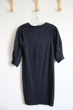 H&M Navy Embroidered Floral Navy Dress | XS
