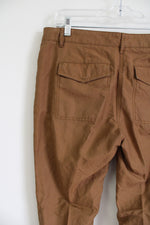 Ann Taylor LOFT Marisa Linen Blend Brown Pant | 4 Tall