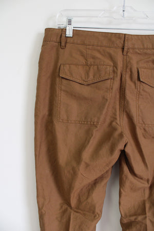 Ann Taylor LOFT Marisa Linen Blend Brown Pant | 4 Tall
