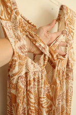Free People Mustard Yellow Floral Printed Tunic with Crossover Straps | XS