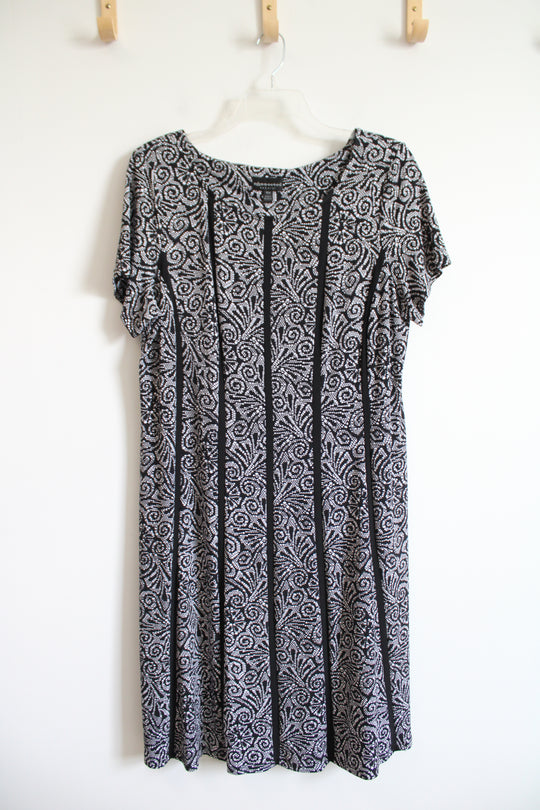 Connected Apparel Black & White Patterned Dress | 16W