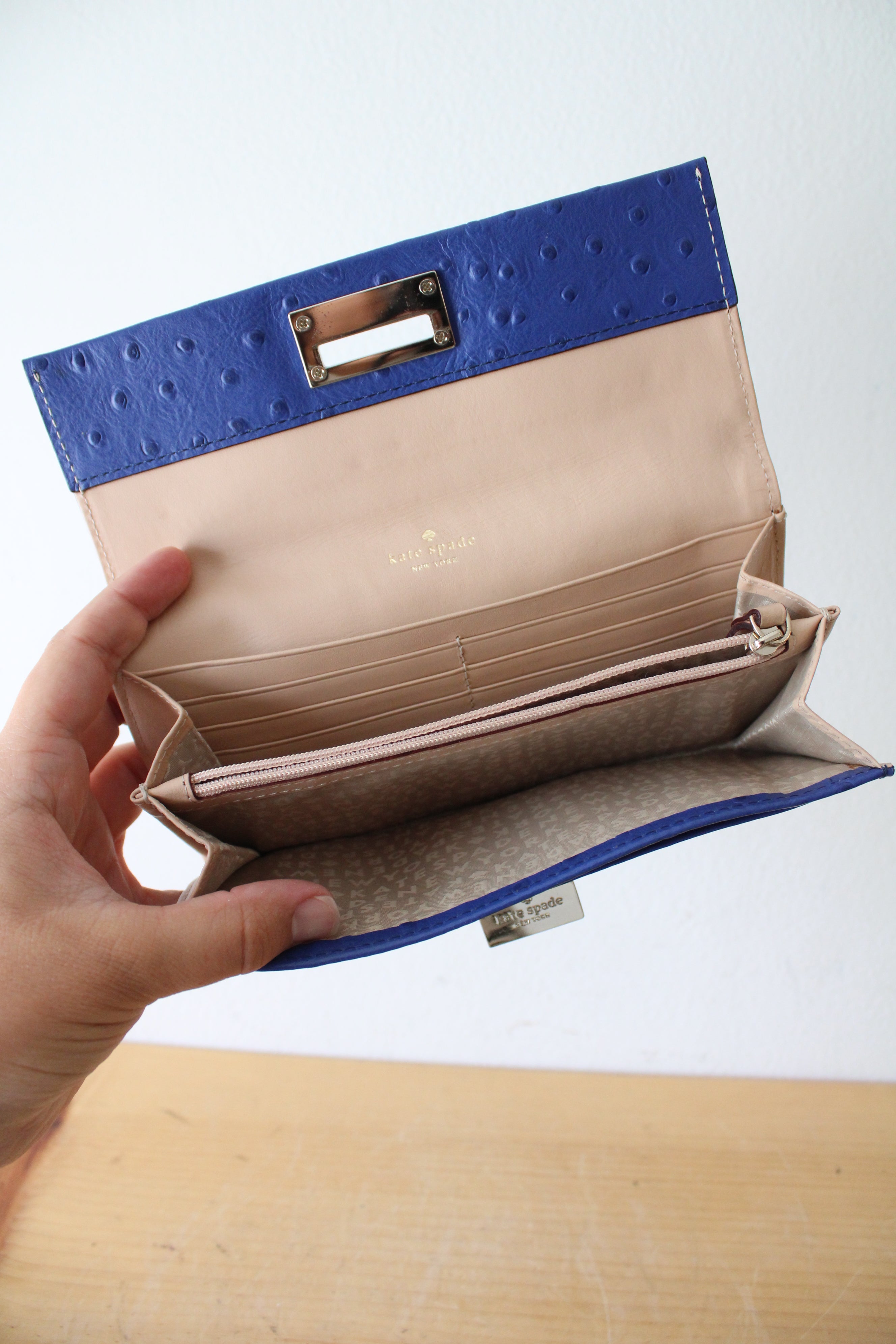 Kate Spade Blue Textured Leather Wallet