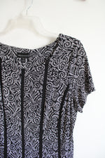 Connected Apparel Black & White Patterned Dress | 16W