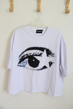 Hypedept White Graphic Crop T-Shirt Oversized Fit | L