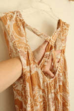 Free People Mustard Yellow Floral Printed Tunic with Crossover Straps | XS