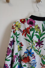 Susan Graver White & Colorful Floral Full Zip Jacket | 2X