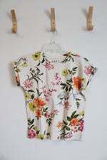 NEW LOFT Cream Floral Cotton Top | XXS Petite