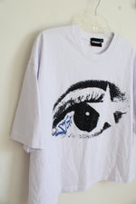 Hypedept White Graphic Crop T-Shirt Oversized Fit | L