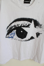 Hypedept White Graphic Crop T-Shirt Oversized Fit | L